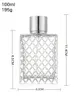 Wholesale 80ml Square Grids Carved Perfume Bottles Clear Glass spray bottle Empty Refillable fine mist Atomizer Portable Atomizers Fragrance Containers Sprayer