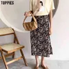 Lato Floral Print Midi Skirs Wysokiej talii Spódnice Koreańska Moda Kobiet Faldas Streetwear 210421