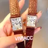 최고의 유명한 여성 기하학적 사각형 시계 정품 가죽 쿼츠 시계 여성 스테인레스 스틸 로마 번호 손목 시계