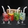 colorful mix 14mm Hitman Glass Bong Juice Box Rig with Hookah 7.5 Inch Colorful Oil Rigs Square Beaker Heady Bongs for Smoking Water Pipes