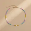 Boho handgjord glaspärla halsband för kvinnor skal ett brev namn choker regnbåge kedja y2k smycken nacke tillbehör nytt