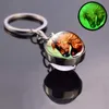 Glödande hästglaskula Keychain Crazy Horse Lysous Smycken Dubbelsidig Glas Nyckelkedjor Animal Keyring Holder Gåvor för män G1019