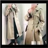Kvinnors Trench Coats Apparel Spring Coat Women Fashion Double Breasted Long Casual Höst Windbreaker OuterW LB4OB