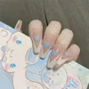 Unhas falsas 24 pcs Artístico Francês Destacável Longo Ballerina Caixão Stiletto Falso Capa Completa Dicas Prega Com Press Clue