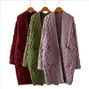 H.SA Damen Pullover mit V-Ausschnitt, verdrehte Strickjacken, große Taschen, Frühlings-Cardigans, lange Pullover, Harajuku, warmer Poncho 210417
