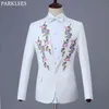 花の刺繍の男性スーツセット結婚式の新郎のドレススーツ男性メンズスーツ2ピースセットTuxedo Chorus Prom Stage Costume Homme 210524