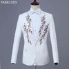 花の刺繍の男性スーツセット結婚式の新郎のドレススーツ男性メンズスーツ2ピースセットTuxedo Chorus Prom Stage Costume Homme 210524