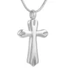 Stainless steel silver cross cremation urn pendant Keepsake ashes necklace to commemorate family or pets