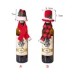 Christmas Buffalo Plaid Mini Babbo Natale Cappello e Sciarpa Bottiglia di vino Cover Argenteria Titolare Xmas Tabella ornamenti LLA9207