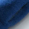 Lautaro Inverno Oversize Caldo Blu Morbido Cappotto di Pelliccia Sintetica Donna con Cappuccio Manica Lunga Cerniera Giacca Soffice Allentato Moda Coreana 211218