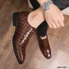 Trendy Alligator Embossed Pointed Lace Up Brogue Oxfords Shoes For Men Casual Wedding Dress Footwear Flats Zapatos Hombre Vestir