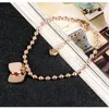 Charm Bracelets Stainless Steel Gold Color Beaded Chain Bracelet For Women Heart Adjustable Bangles Jewelry Bransoletki Damskie