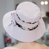 Boinas W85 Hat Moda de Mujer Simple Diagonal Diagonal ancho Brima UV Protección de la cuenca Algodón