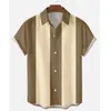 Męskie koszule zwykłe koszulę 50s pionowe pasiastki dla mężczyzn guziki w górę bluzki z krótkim rękawem plus size s-6xl męskie suknia do kręgli