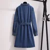 Casual Dresses Vintage Jeans Dress 2021 Autumn Large Size Women's Long Loose Sleeve Denim 4XL 5XL Female Vestidos Plus Clothes