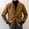 Hommes Vestes Kaki Automne Nouveaux Tops Slim Fit Mode Poches Manteau À Poitrine Mâle Chic Vestes Élégant Streetwear