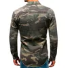 Casual Hommes Chemise En Jean À Manches Longues Imprimé Camouflage Rétro Slim Fit Jeans Blouse Avec Poche Homme Chemises Habillées Mode Street Tops Hommes