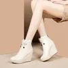 Meotina bottines femmes chaussures en cuir véritable plate-forme extrême talon haut bottes courtes nœud fermeture éclair talons compensés mode dames bottes 210520