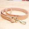 Dog Collar Leashes Big Walking Training Pet Draw Cable För Små Medium Dogs Cowhide Traction Rope Copper Hook Supplies