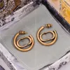 Designer Womens Gold Hoop örhängen Retro Big Circle Elegant High Quality Letterörar för Lady Huggie Female Jewelry Lover Gift2056