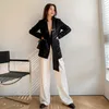 Vintage vrouwen broek stijlvolle casual hoge getailleerde zakelijke dame pak broek lente zomer pantalon femme 210608