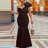 Siyah Uzun Tüp Tops Parti Elbise Seksi Büyük Papyon Boncuk Olay Durum Kadınlar Maxi Zarif Akşam Gece Cornes Kutlamak 210416