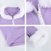 Furry Pleted Ribbed Knit Cropped Tshirt Kobiety Jesień Y2K z Futro Ciepła Zimowa Kobieta Zip- Zip- Up Tee Top Outwear 210510