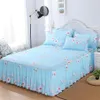 Fashion Thin Bed Covers 2pcs With pillowcase Bedspread Bed Skirt Sheet Single Bed Dust Ruffle Flower Pattern Cover Sheets F0382 210420