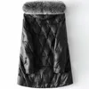 Cuir de femme haut de gamme hiver col de fourrure doudoune femme à capuche longueur moyenne manteau noir qualité bureau fermeture éclair parka femme faux