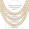 Chains Iced Out Cuban Link Chain Paved Rhinestone Miami Gold Silver Color Zircon Bling Necklace For Men Hiphop Jewelry295P
