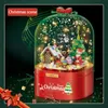 クリスマスの飾りの装飾品のオルゴールのおもちゃサウンド雪の雪が降るサンタクロース雪だるまキャンディーの家DIYモデルビルディングトイズ2021