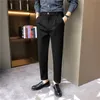 겨울 모직 남자 정장 바지 캐주얼 비즈니스 드레스 바지 슬림 맞는 공식 사무실 사회 바지 Pantalon Homme Classique 210527