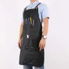 WEEYI Men Women Black Barber Aprons Waterproof Hairdressing Salon With Leather Straps Drop For Hairdresser 210629