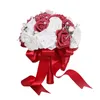 Roze Kunstmatige Bruidsboeket Bruid Bruiloft Bloemen Lint Handvat Romantische Buque De Noiva 6 Kleuren W5581256a