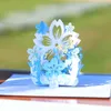 Impression couleur 3D carte de voeux tridimensionnelle fleur de conque papillon panier de fleurs creuses Saint Valentin Dards Love Festival WH0241