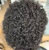 15mm Afro Curl 1B Volledige PU Toupe Mens Pruik Indian Virgin Menselijk Haarvervanging voor Black Men Express Levering