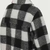 Frauen Schwarz Weiß Plaid Mantel Lässige Revers Tasche Bluse Stil Wolljacken Dame Dicke Warme Streetwear Herbst Winter Outwear 210507