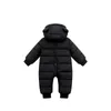 Infant Girls Jumpsuit Autumn Winter Children Plus Velvet Down Cotton Hooded Climbing Clothes Baby Boys Romper 220211