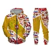 Brand Fashion Hoodie/Jas Broek Pak Russische Vlag Gedrukt Mannen Vrouwen Rits Sweatshirts Set Herfst En Winter 2 st Trainingspak 220222