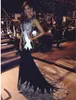 Sheer Neck 2021 Black Red Formal Evening Prom Dresses Beads Real Image Embroidery Long Sleeve Ocn Pageant Party Gowns Arabic Plus Size Dress