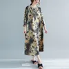 Femmes surdimensionnées coton lin robes décontractées nouvelle arrivée printemps style vintage imprimé floral lâche femme robe longue S3524 210412