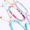 Bohemia Beaded Strands Bracelets For Women Colorful Rhinestone Gold Plated Hand Made Rope chain Pink Green Blue Bracelet Bangles Jewelry Gift