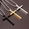 Pendants Vintage Style 316L Stainless Steel Link Silver/Gold/Black Christian Cross Pendant Ball Chain Necklace Men's Women's Jewelry