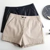Pantalones cortos de cuero Pantalones cortos negros de alta calidad para mujer con bolsillos Botones Sueltos Casual M -3xL Arrivials