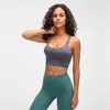 Yoga Sports Bra Lu-19 Running Fitness Vadderade Tank Toppar Båda axlar Stötskyddade Underkläder Kvinnor Samla ihop Ventilation Apparel Gym Kläder