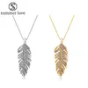 Pendanthalsband älskar Bohemian Fashion Feather Leaf Crystal Link Chain Necklace Women Valentine039S Day Gifts Collier Femme 205537201