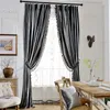 Luxury European thick blue purple grey velvet solid blackout window treatment Curtain for living room bedroom home decoration 210913