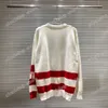 21SS Designers Sweaters Luxe Letters Lattice Stripe Print Parijs Kleding Lange Mouwen Heren Shirt Tag Luxurys Zwart Wit Rood Orange Xinxin