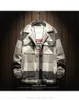 メンズジャケットジャケット秋と冬の特大の格子縞の印刷ヴィンテージヒップホップウールコートカジュアルルーズショート