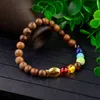 7 chakra pulseira homens metal ouro peixe grânulos naturais madeira budista buddha yoga braceletes para mulheres jóias